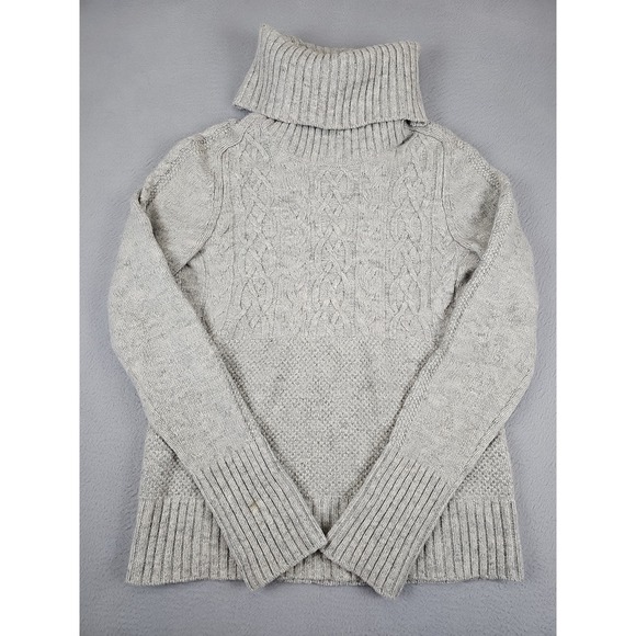 GAP Sweaters - Gap Icon Cable Knit Sweater Women's Small Gray Lambs Wool Blend Turtleneck